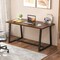Costway 63" Large Dining Table for 4-6 People with Heavy-duty Metal Frame Modern Black/Coffee